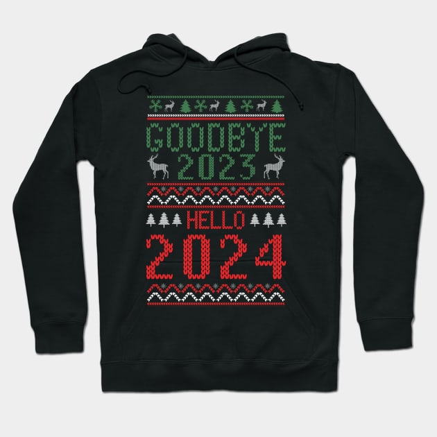 Goodbye 2023 Hello 2024 Hoodie by Crea8Expressions